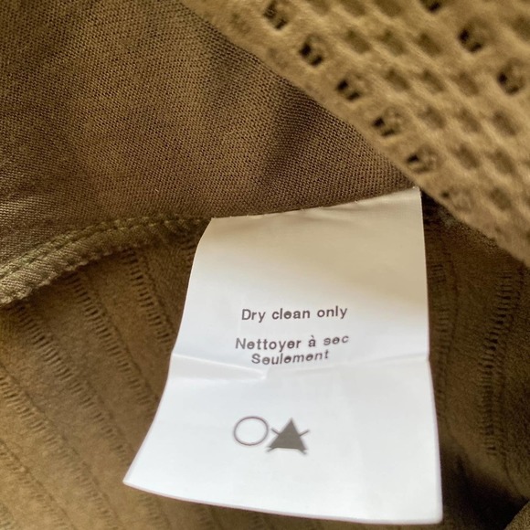 Sleeveless Sheath Dress Military Green Tulip Hem V-Neck Midi Size Large - Picture 8 of 11